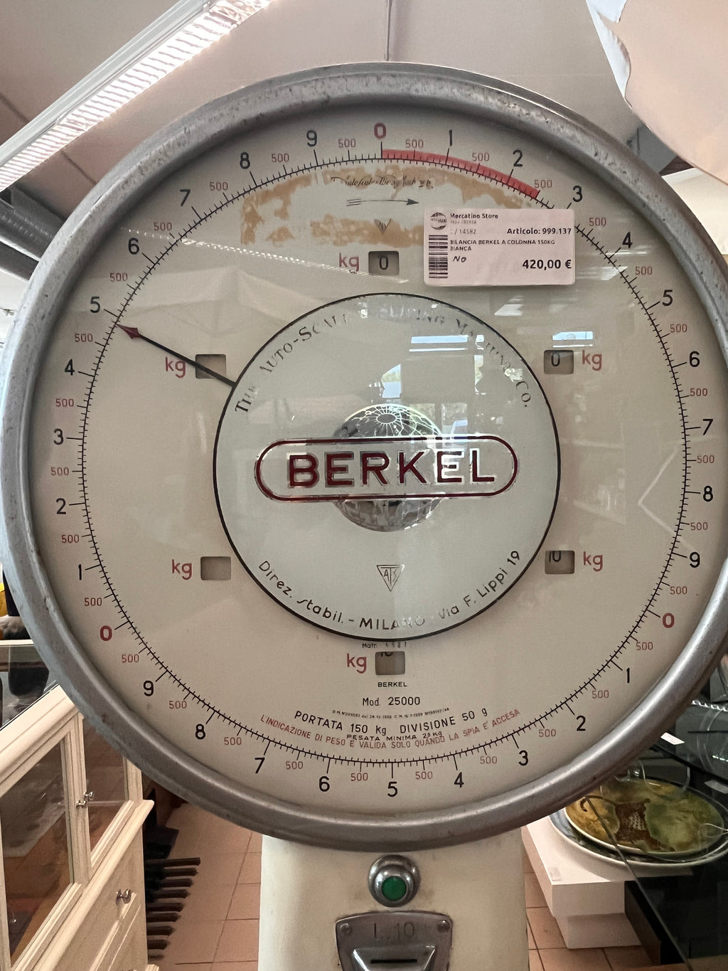 Bilancia Berkel A Colonna 150kg Bianca