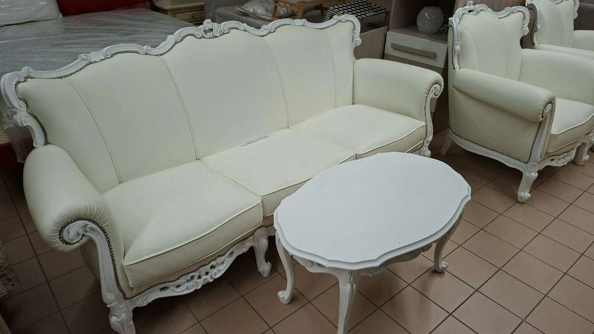 Salottino Pelle Bianco Restaurato Divani
