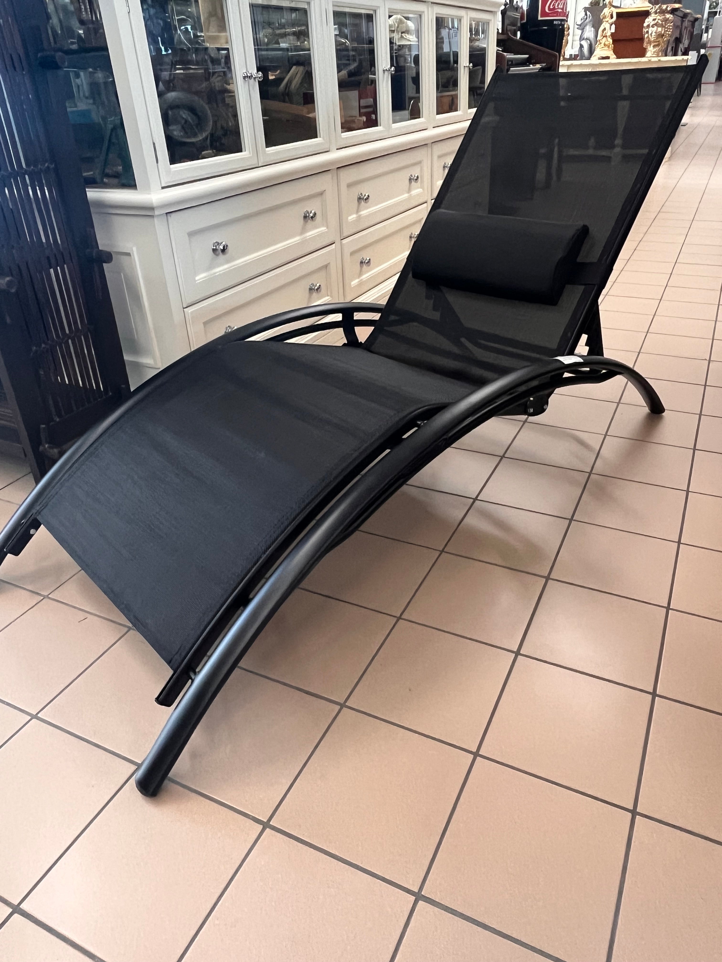 Sdraio Reclinabile Eurogarden "luna" In Alluminio E Textilene Nero 175x64x88 Cm