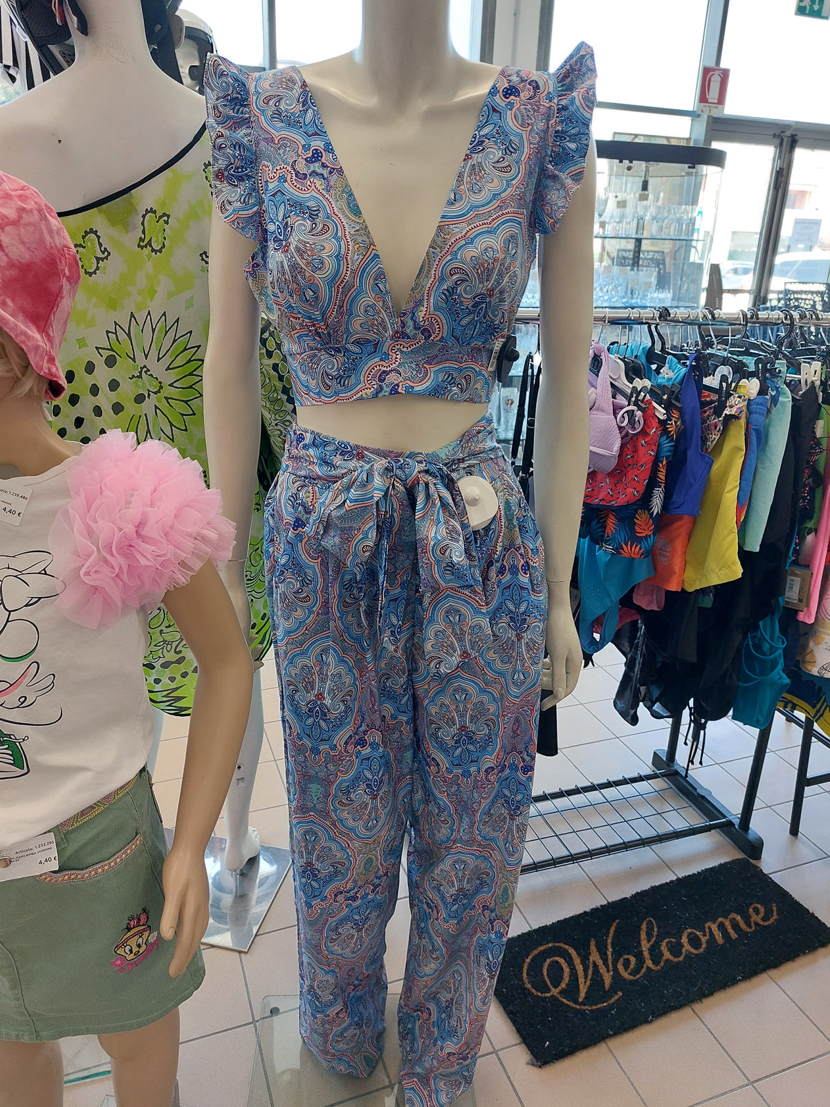 Completo Donna Fanta Azz Blu Rosa Pantalone+top No M M