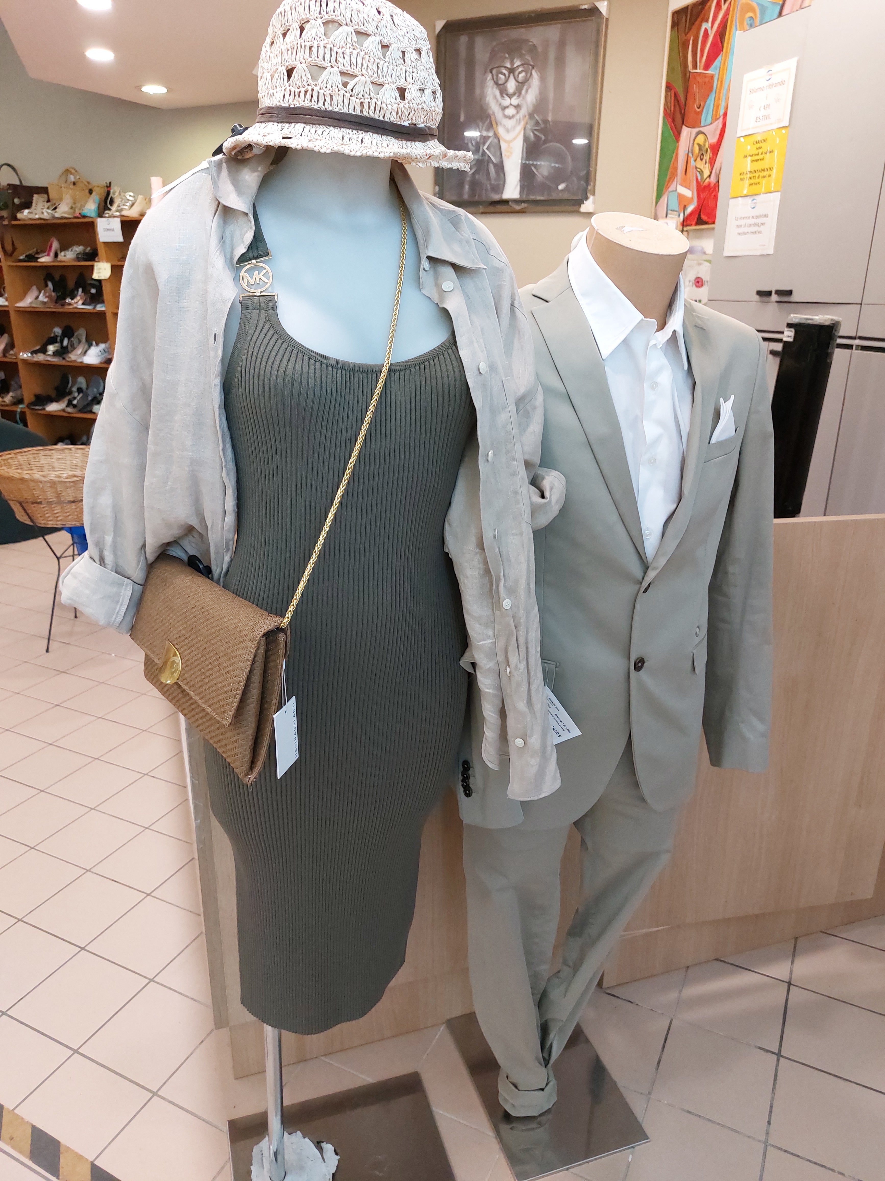 Mk Vestito Nuovo Donna Verdone Smanicato Rigato M